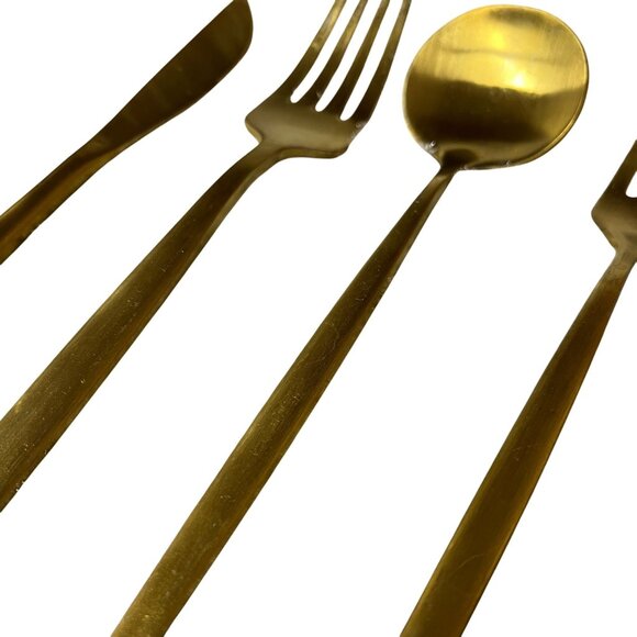 Gold‎ Flatware Cutlery Set Elegant Design Easy Clean 30 pc Modern style READ - Picture 6 of 12